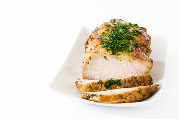 Roasted pork isolated on white background
