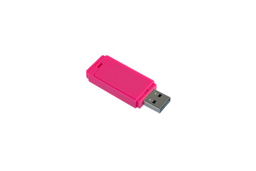 Pink USB key isolated
