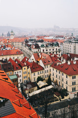 Obraz premium View from above on Prague city with bike