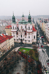 View from above on Prague city with bike