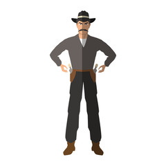 Cowboy cartoon icon. Man sheriff pop art and comic theme. Isolated design. Vector illustration