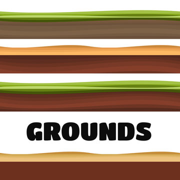 Seamless Grounds, Soil And Grass For Ui Game Illustration