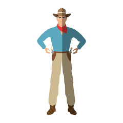 Cowboy cartoon icon. Man sheriff pop art and comic theme. Isolated design. Vector illustration