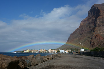 Rainbow over Valle Gran Rey, La Gomera, Canary Islands, Spain