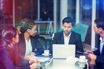 Fototapeta premium Group of businesspeople interacting with each other in meeting