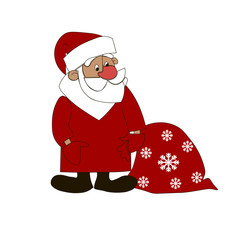 Santa Claus with red bag isolated white background