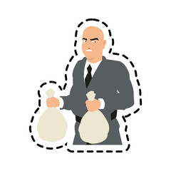 Thief cartoon with money bag icon. Man comic character and caricature theme. Isolated design. Vector illustration