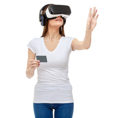 Woman with virtual reality goggles