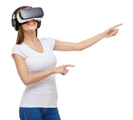 Woman with virtual reality goggles