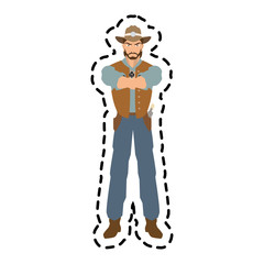 Cowboy cartoon icon. Man sheriff pop art and comic theme. Isolated design. Vector illustration
