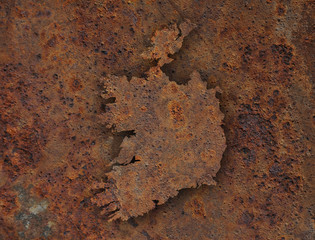 Karte von Irland auf rostigem Metall