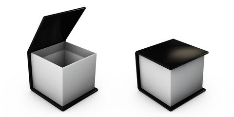 Illustration of Open black gift box isolated on white