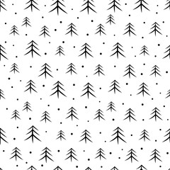 Seamless Christmas tree pattern. Vector background.