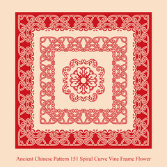Ancient Chinese Pattern_151 Spiral Curve Vine Frame Flower