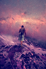 man and night sky