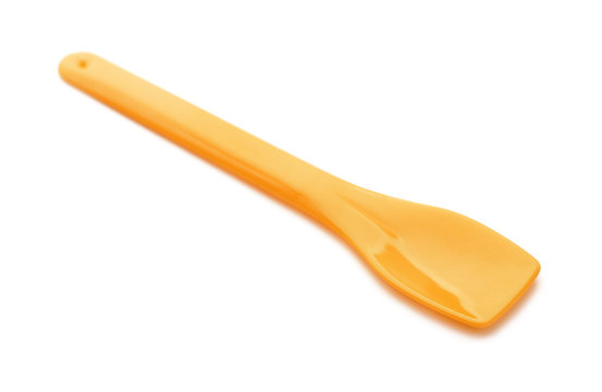 Orange plastic ice cream spoon