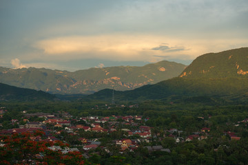 top view from Phusi hil in Luangprabang Lao