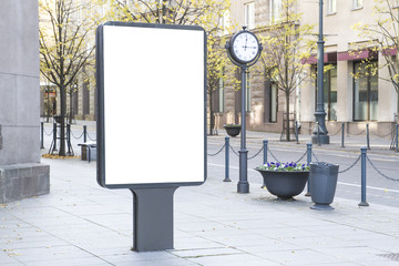 Mock up. Blank billboard outdoors, outdoor advertising, public information board in the city.