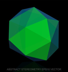 Fototapeta na wymiar Abstract geometry: low poly Green Octahedron. EPS 10, vector.