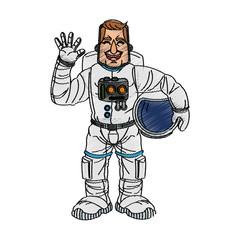 Astronaut cartoon icon. Spaceman cosmonaut pilot space and science theme. Isolated design. Vector illustration