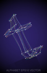 Vector illustration of a Multicolor sketched T. Hand drawn 3D T.