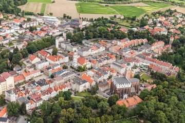 Fototapeta na wymiar aerial view of the Paczkow town