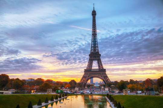Cityscape with the Eiffel tower in Paris, France