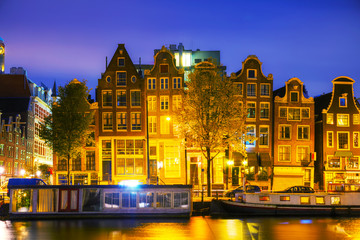 Naklejka premium Amsterdam city view with Amstel river
