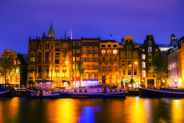 Fototapeta premium Amsterdam city view with Amstel river