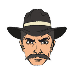Cowboy cartoon icon. Man sheriff pop art and comic theme. Isolated design. Vector illustration