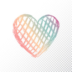 Vector heart with gradient color. Heart painted in the cell. Valentines day. White background.