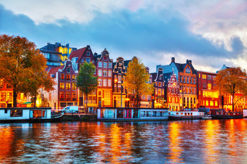 Fototapeta premium Amsterdam city view with Amstel river