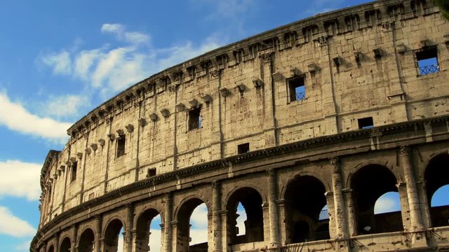 Panoramic view of Colosseum Facade- Rome, Italy