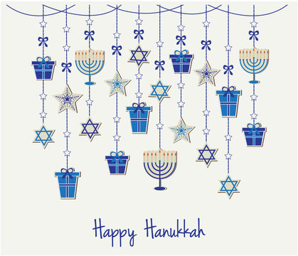 Happy Hanukkah card or background. vector illustration.