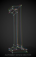 Vector illustration of a Multicolor sketched L. Hand drawn 3D L.