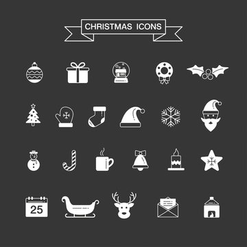 Christmas element icons for designs postcard, invitation, poster