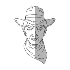 Cowboy cartoon icon. Man sheriff pop art and comic theme. Isolated design. Vector illustration