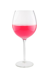 Glass of rose wine on white
