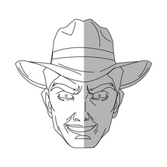 Cowboy cartoon icon. Man sheriff pop art and comic theme. Isolated design. Vector illustration