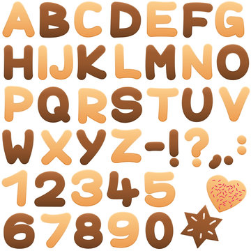 Cookies alphabet - sweet biscuit letters and numbers.