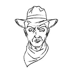 Cowboy cartoon icon. Man sheriff pop art and comic theme. Isolated design. Vector illustration