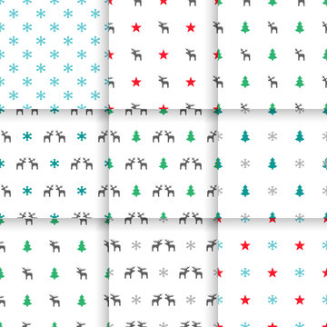 Set of Scandinavian trend seamless pattern. Minimalistic vector seamless pattern perfect for wallpaper, textil cotton print, bed linen, holiday package or wrapping paper.
