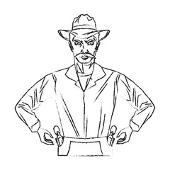 Cowboy cartoon icon. Man sheriff pop art and comic theme. Isolated design. Vector illustration