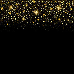 eps 10 vector premium golden glitter background. Shiny falling stars luxury calendar cover, banner, poster, brochure,leaflet,booklet,magazine cover, greeting card, wallpaper template for web and print