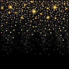 Fototapeta na wymiar eps 10 vector premium golden glitter background. Shiny falling stars luxury calendar cover, banner, poster, brochure,leaflet,booklet,magazine cover, greeting card, wallpaper template for web and print
