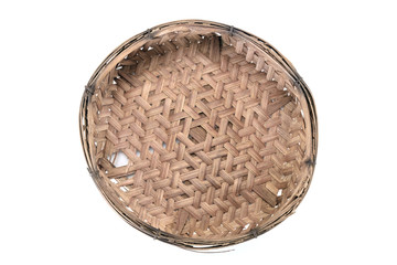 Wooden container / View of wooden container made of bamboo. Top view.