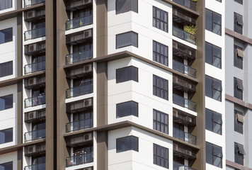 Apartment building / View of balconies of apartment building.