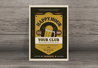 Vintage Happy Hour Poster Layout