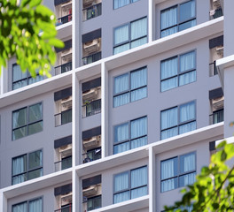 Apartment building / View of balconies of apartment building.