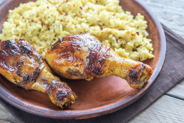 Spicy chicken drumsticks with rice curry